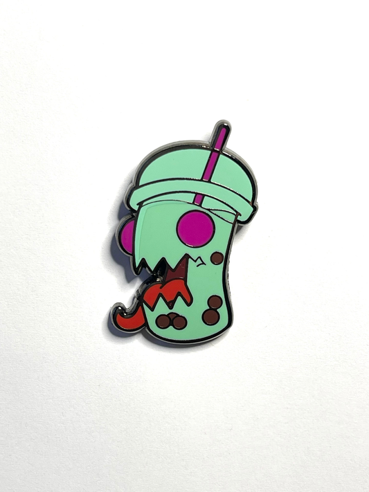 Mint Boba Bubble Tea Monster Pin